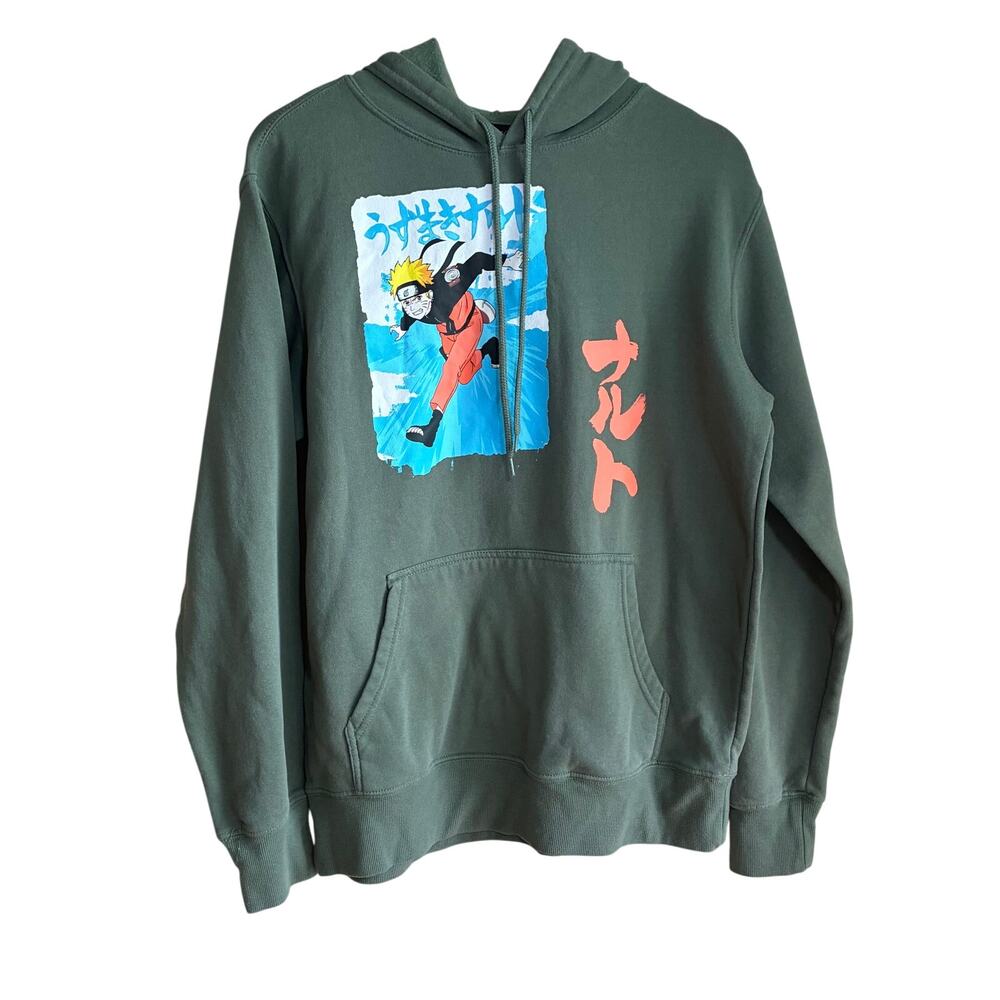 Naruto shippuden collection green graphic hoodie sweatshirt men's size medium
